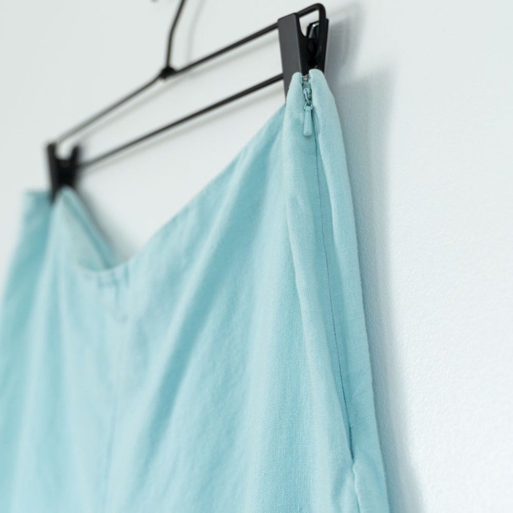 Eileen Fisher Irish Linen Wide Leg Blue Green Pants Womens Size Large - Picture 4 of 11